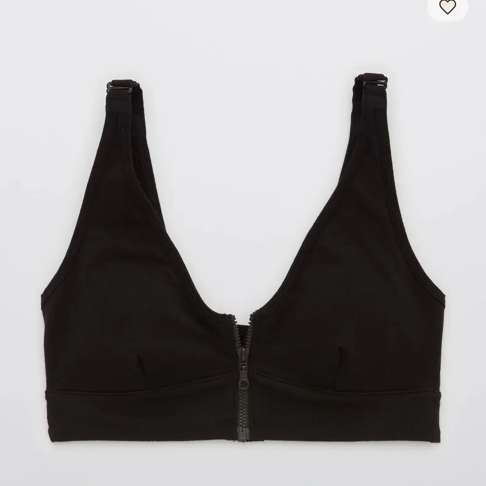 Aerie Slick Chicks adaptable black bra Lg
